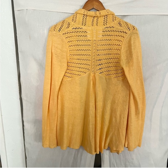 SOLD 🛑 Anthropologie Angel of the North Yellow Linen Blend Lightweight Cardigan - Picture 6 of 9